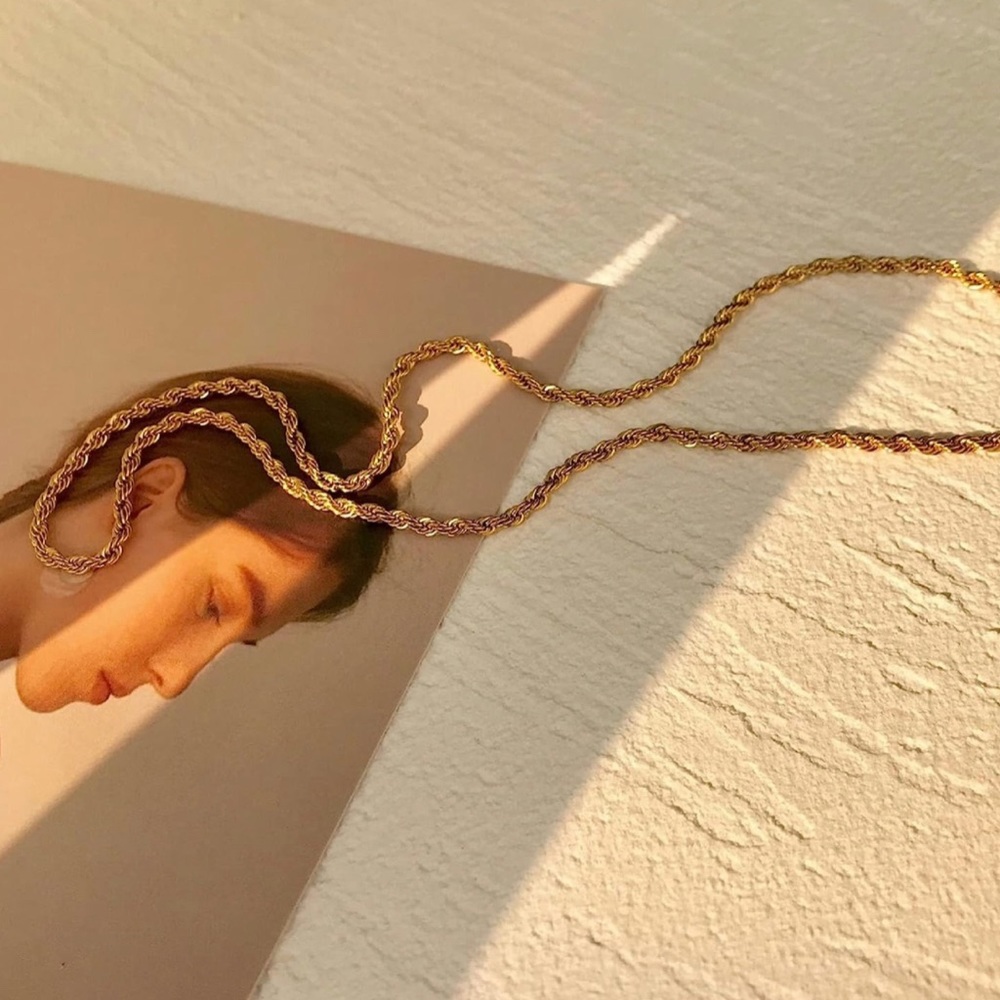 Gold Rope Chain Necklace - Picture 3 of 6